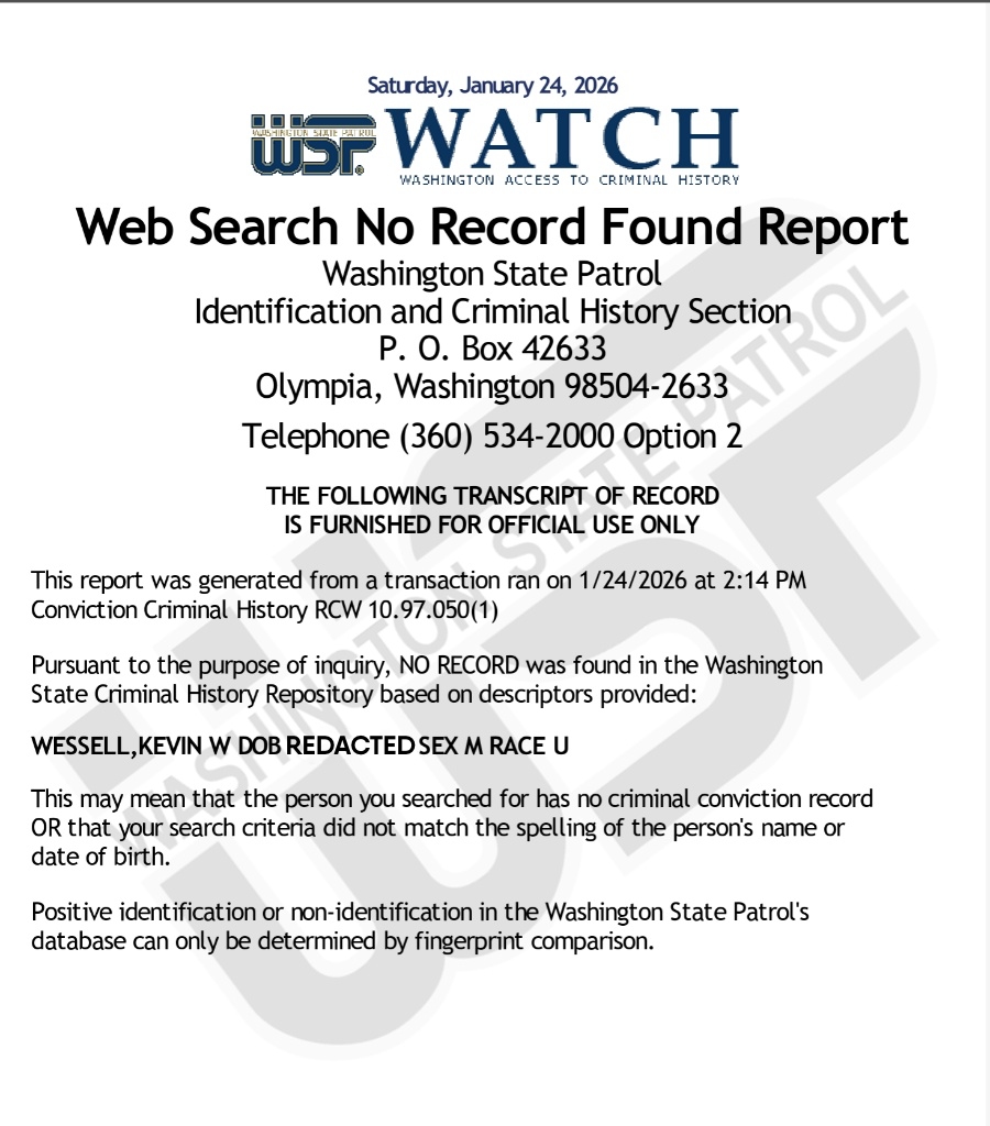 Washington State Patrol Report